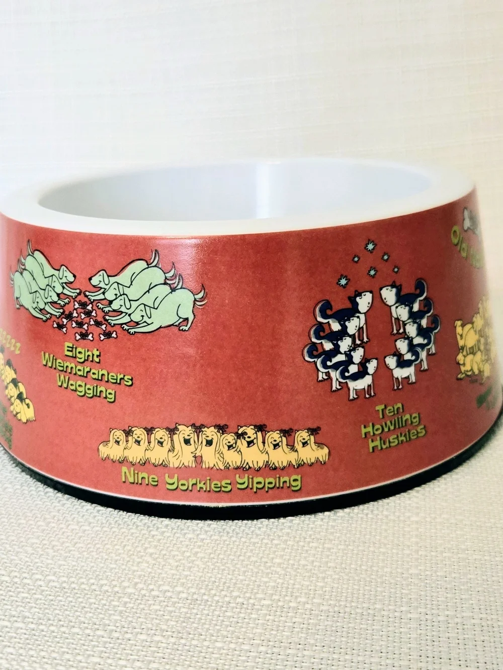 12 Days Of Christmas Dog Dish LG Holiday Bowl Pet Lover Non Skid Old Navy